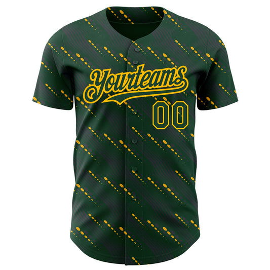 Custom Green Green-Gold 3D Pattern Design Slant Lines Authentic Baseball Jersey - Sky-Custom