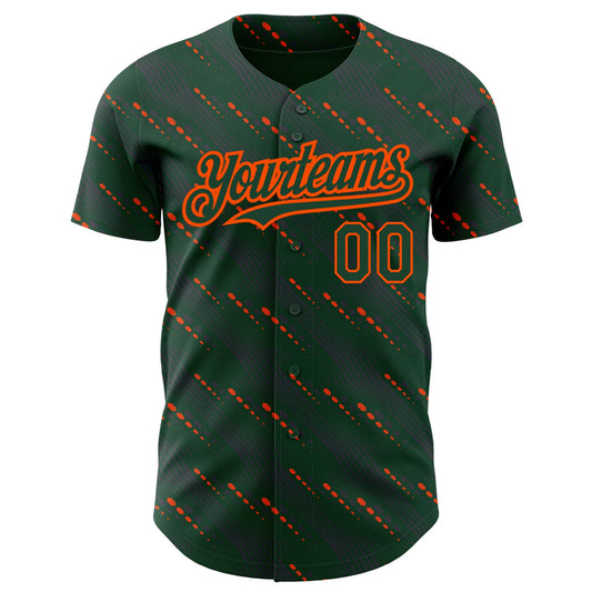 Custom Green Green-Orange 3D Pattern Design Slant Lines Authentic Baseball Jersey - Sky-Custom