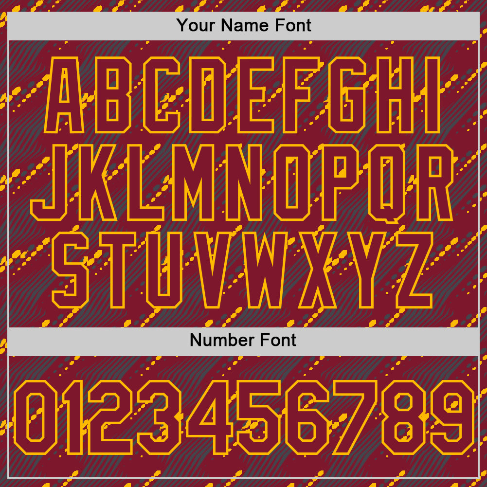 Custom Crimson Gold 3D Pattern Design Slant Lines Authentic Baseball Jersey - Sky-Custom