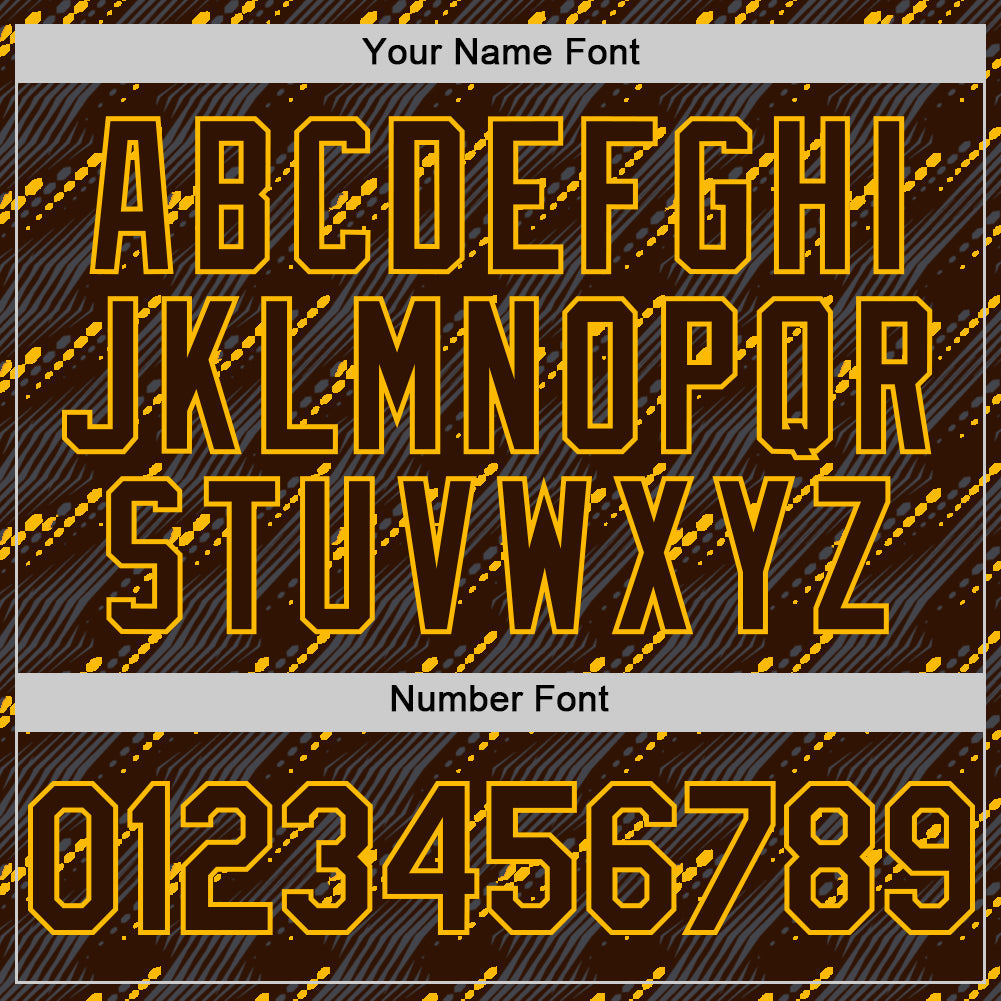 Custom Brown Gold 3D Pattern Design Slant Lines Authentic Baseball Jersey - Sky-Custom