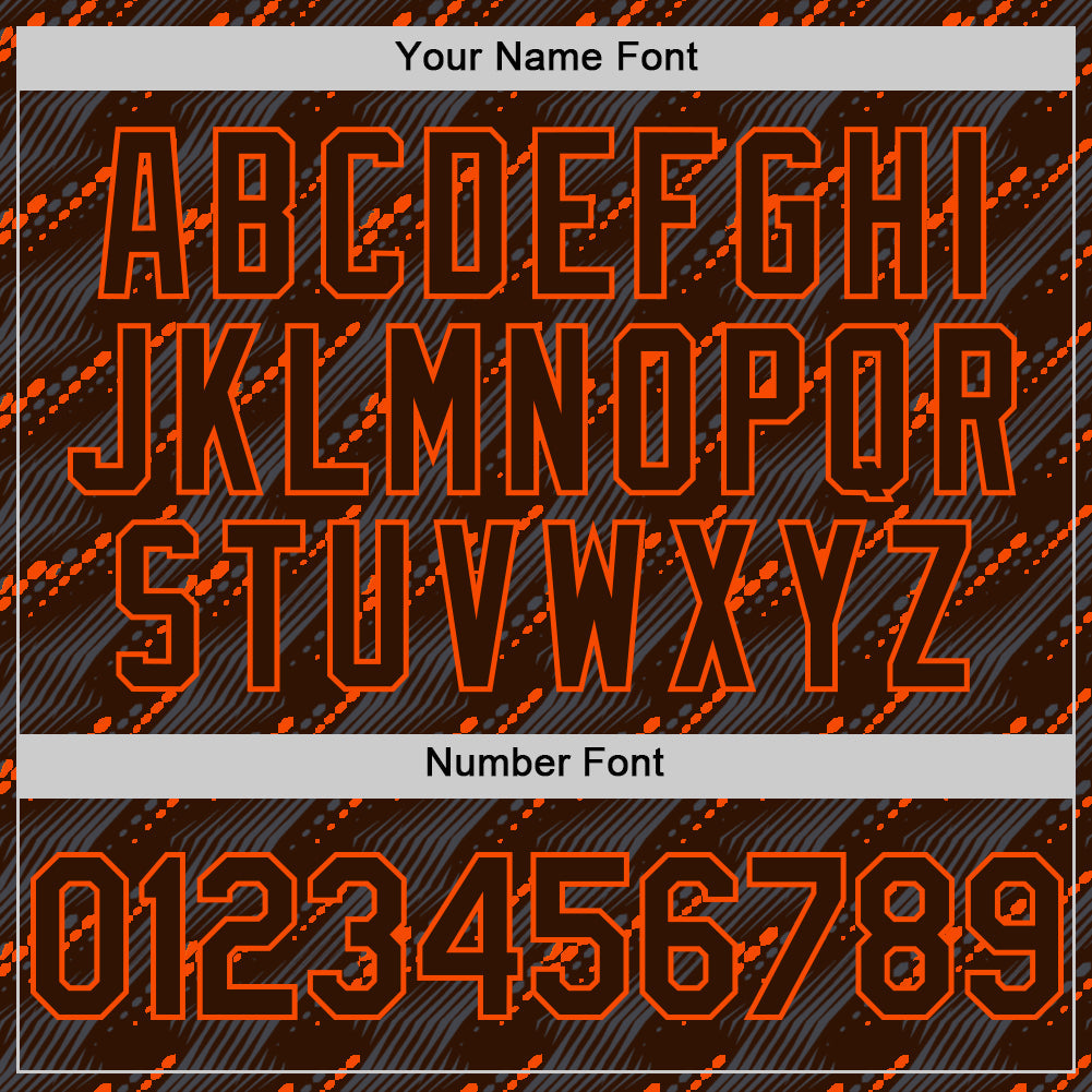 Custom Brown Orange 3D Pattern Design Slant Lines Authentic Baseball Jersey - Sky-Custom