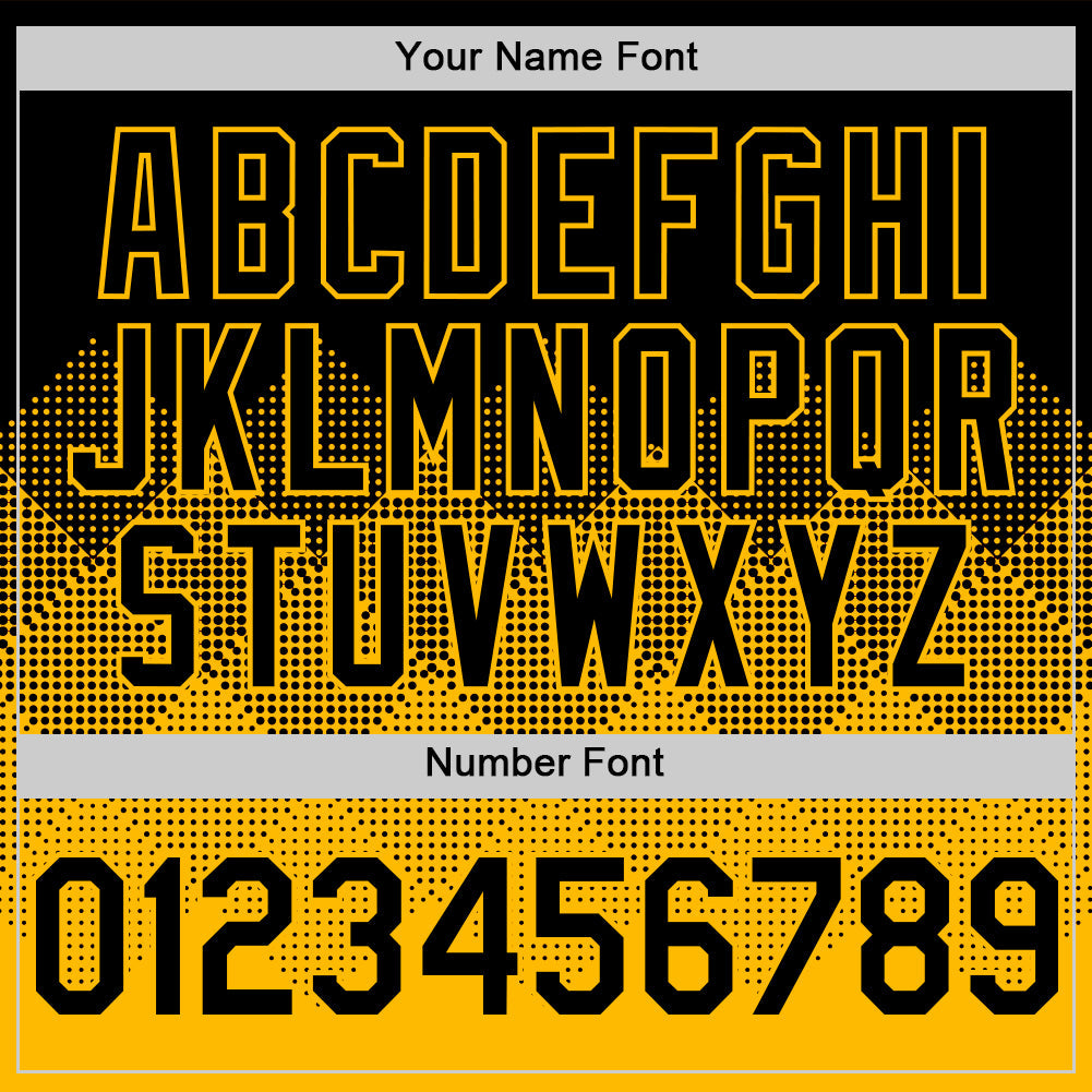 Custom Black Gold 3D Pattern Design Gradient Square Shapes Authentic Baseball Jersey - Sky-Custom