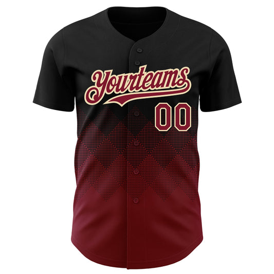 Custom Black Crimson-City Cream 3D Pattern Design Gradient Square Shapes Authentic Baseball Jersey - Sky-Custom