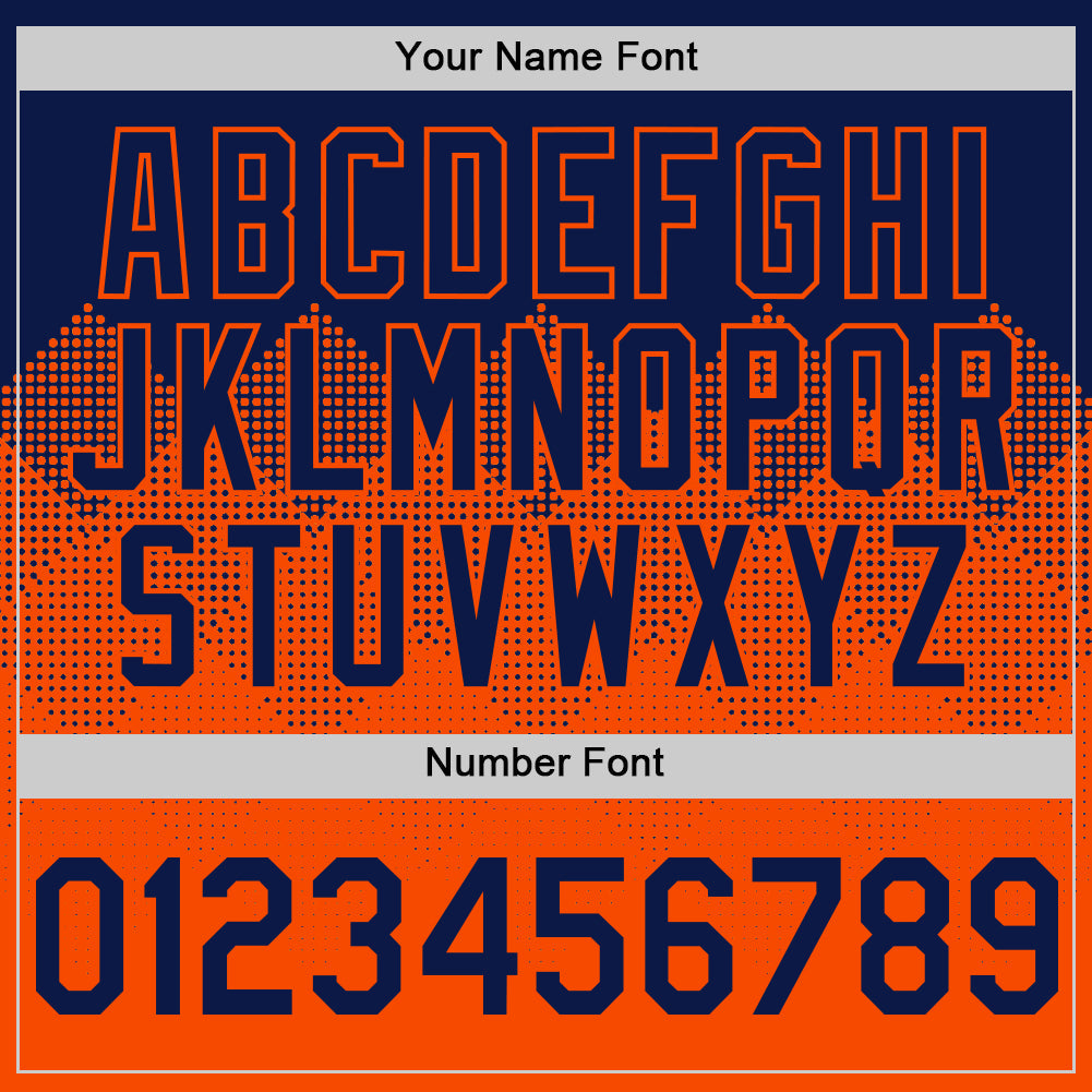 Custom Navy Orange 3D Pattern Design Gradient Square Shapes Authentic Baseball Jersey - Sky-Custom
