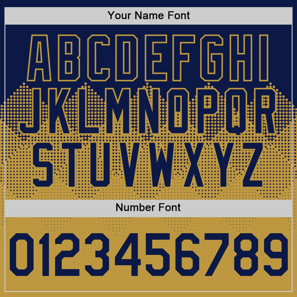 Custom Navy Old Gold 3D Pattern Design Gradient Square Shapes Authentic Baseball Jersey - Sky-Custom