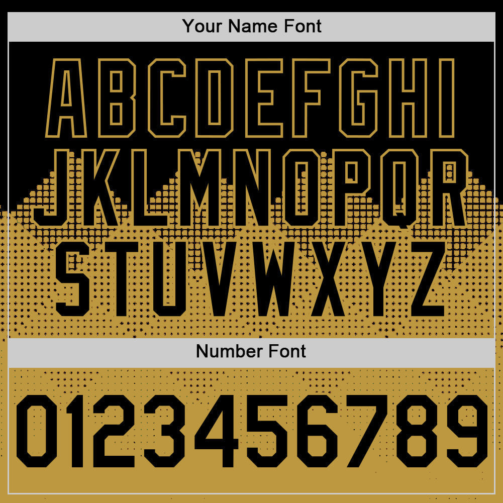 Custom Black Old Gold 3D Pattern Design Gradient Square Shapes Authentic Baseball Jersey - Sky-Custom