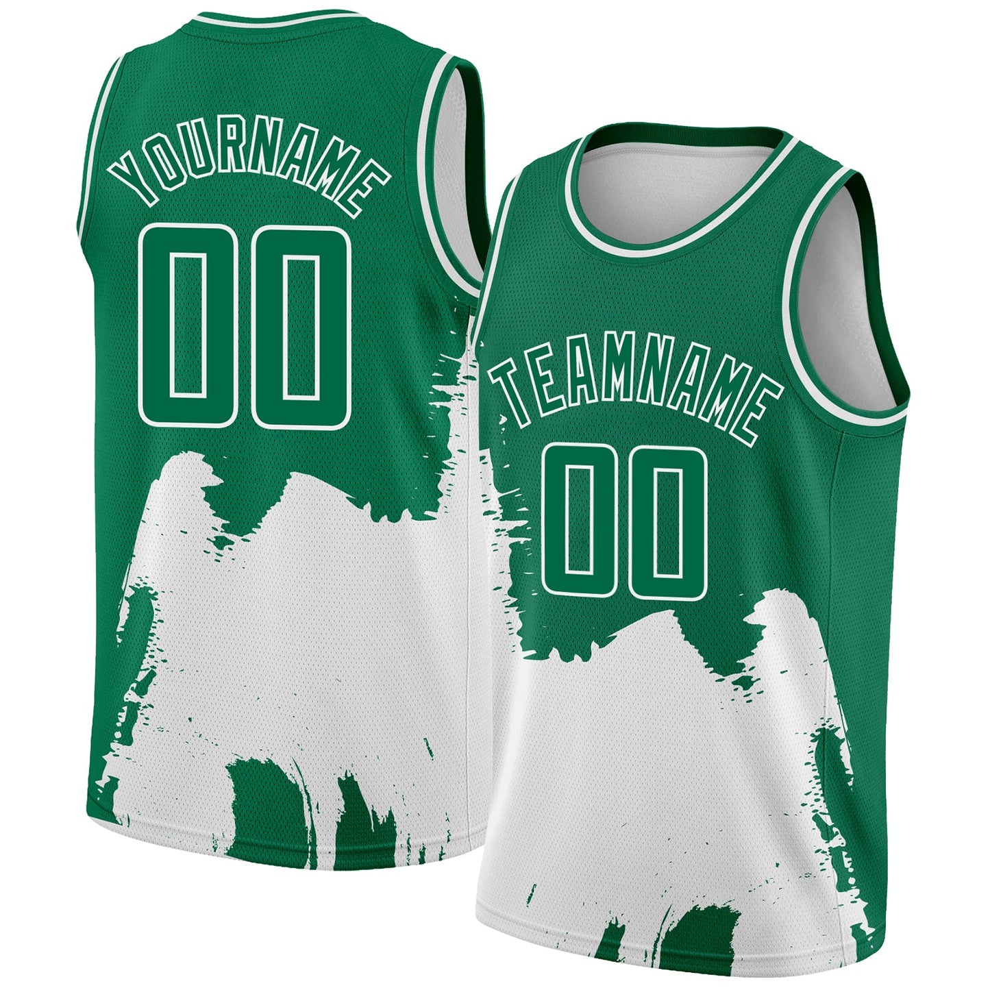 Custom Kelly Green White 3D Pattern Design Abstract Grunge Halftone Art Authentic Basketball Jersey - Sky-Custom