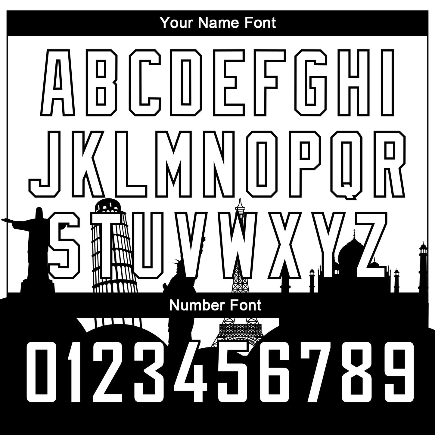 Custom White Black Holiday Travel Monuments Silhouette Authentic City Edition Basketball Jersey - Sky-Custom