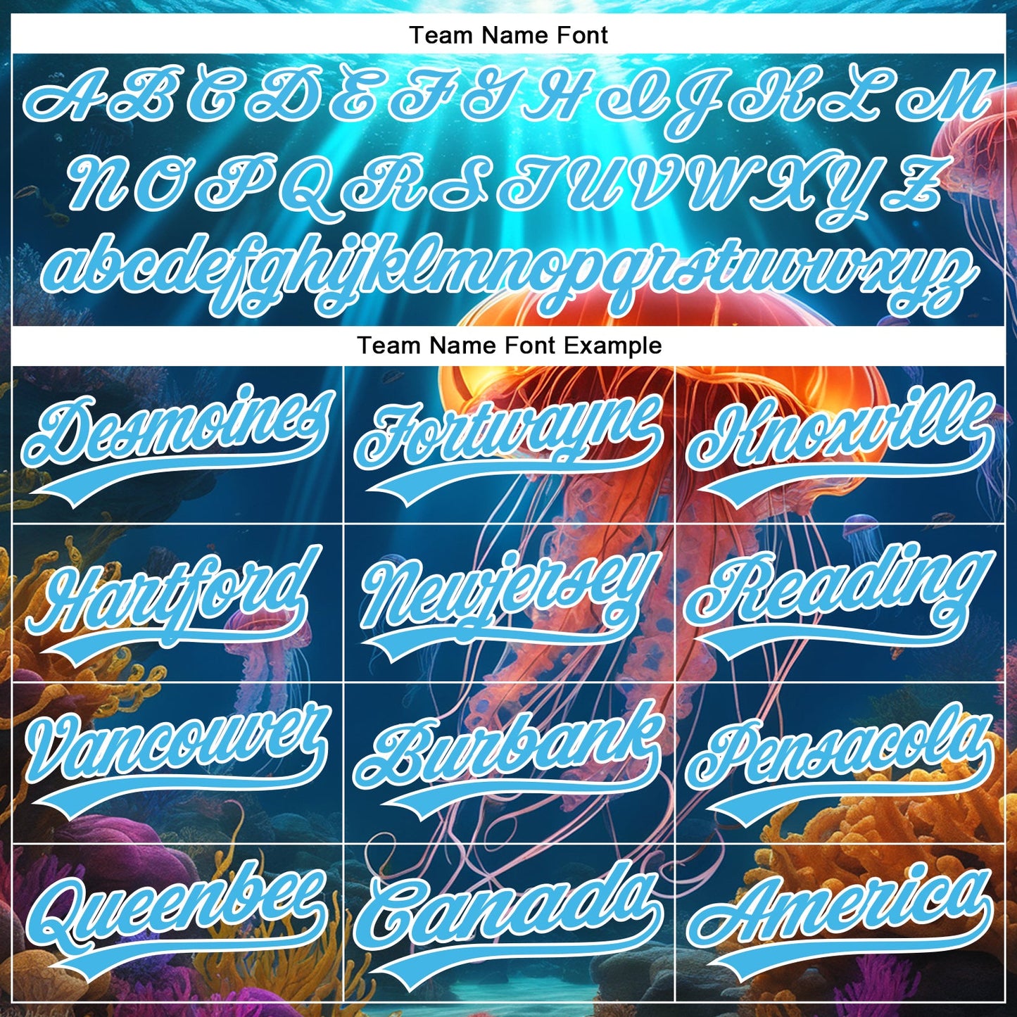 Custom Sky Blue White 3D Pattern Design Jellyfish Floating In The Ocean Authentic Baseball Jersey - Sky-Custom