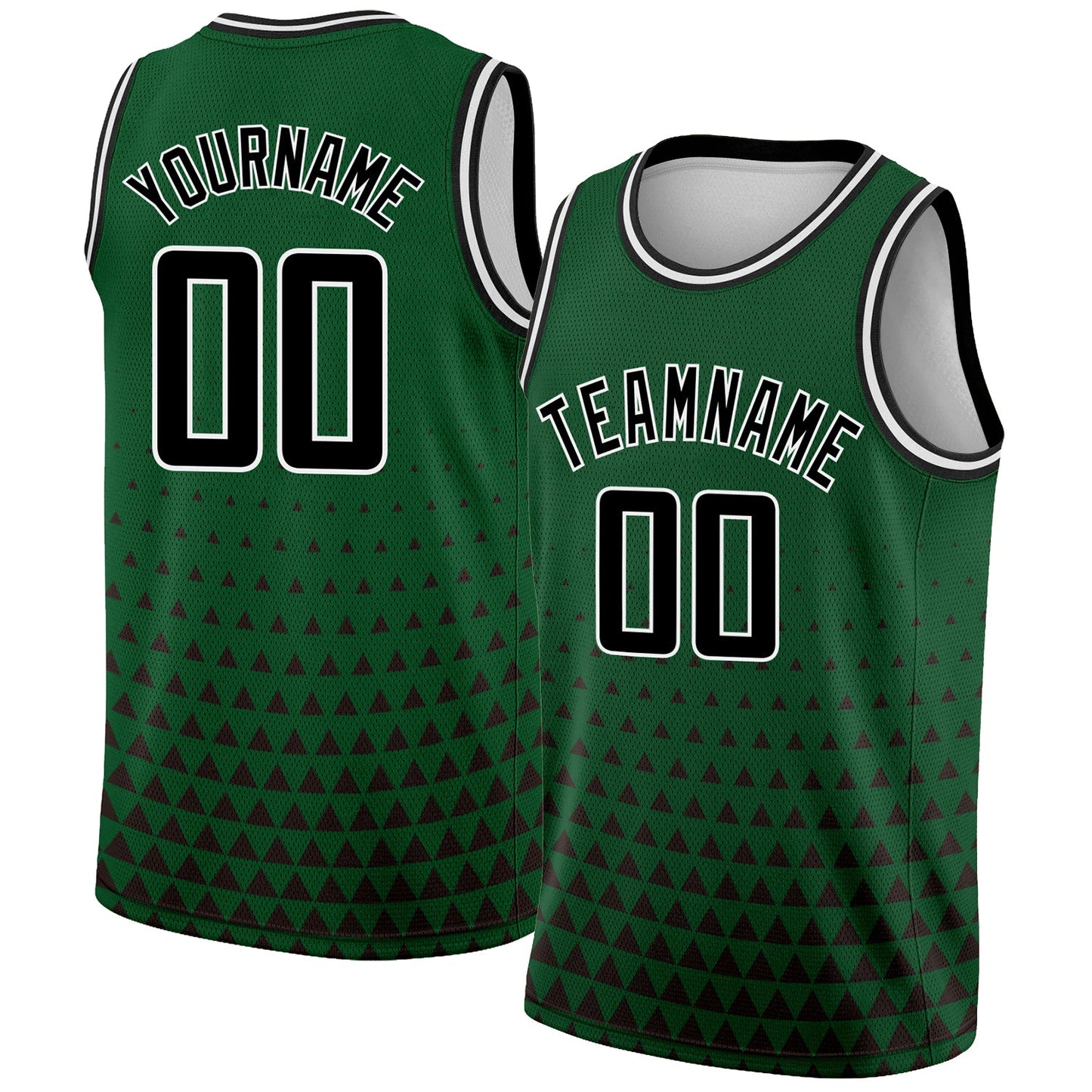 Custom Green Black-White Triangle Shapes Authentic City Edition Basketball Jersey - Sky-Custom