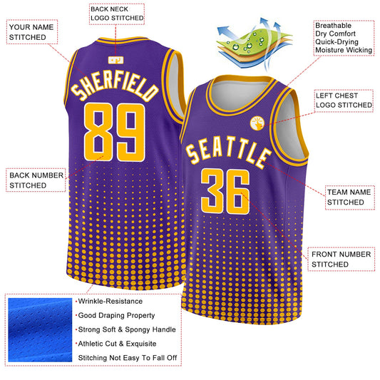 Custom Purple Gold-White Halftone Authentic City Edition Basketball Jersey - Sky-Custom