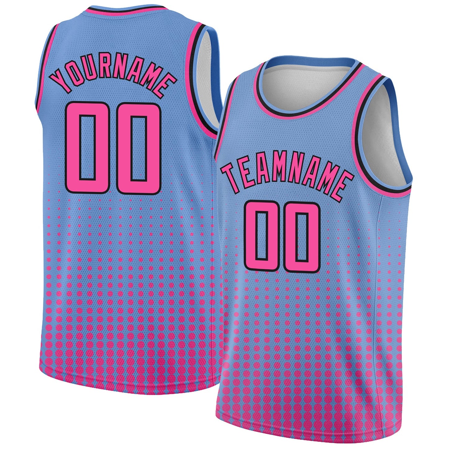 Custom Light Blue Pink-Black Halftone Authentic City Edition Basketball Jersey - Sky-Custom