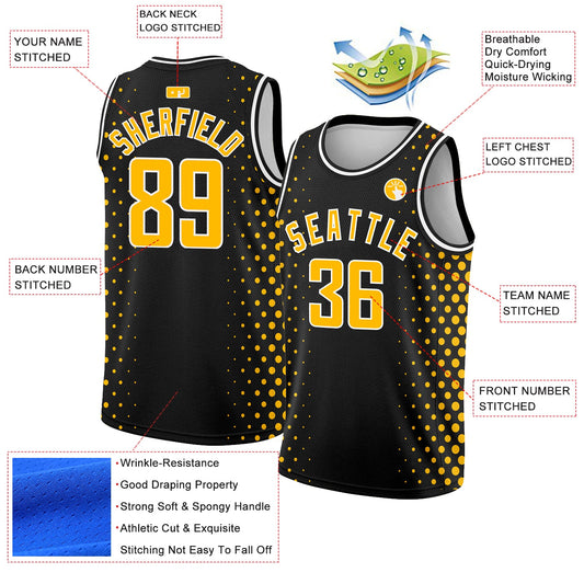 Custom Black Gold-White Halftone Authentic City Edition Basketball Jersey - Sky-Custom
