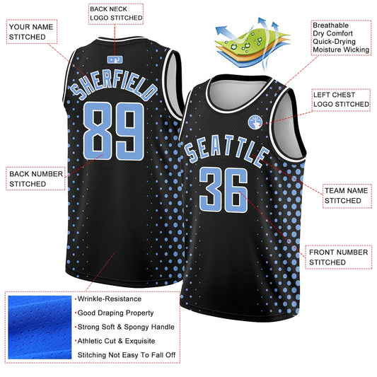 Custom Black Light Blue-White Halftone Authentic City Edition Basketball Jersey - Sky-Custom
