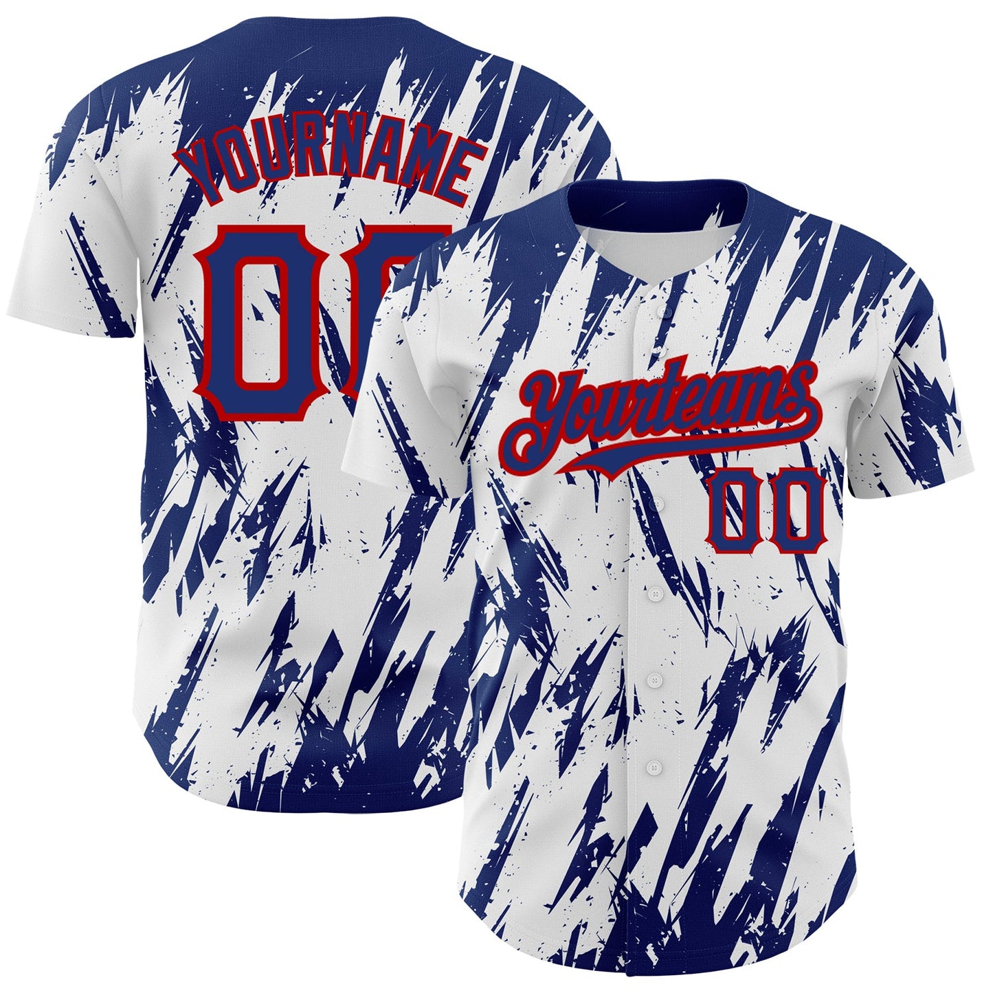 Custom White Royal-Red 3D Pattern Design Abstract Sharp Shape Authentic Baseball Jersey - Sky-Custom