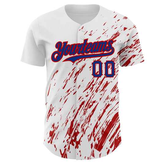 Custom White Royal-Red 3D Pattern Design Abstract Splash Authentic Baseball Jersey - Sky-Custom