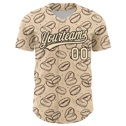 Custom City Cream Black 3D Pattern Design International Coffee Day Authentic Baseball Jersey - Sky-Custom