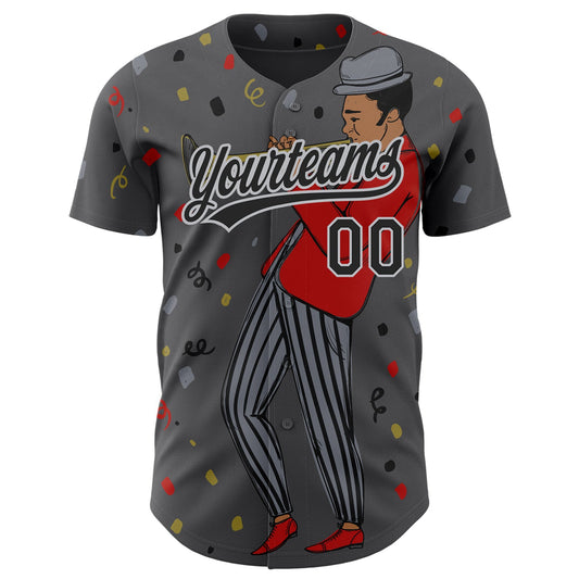 Custom Steel Gray Black-Gray 3D Pattern Jazz Music Authentic Baseball Jersey - Sky-Custom