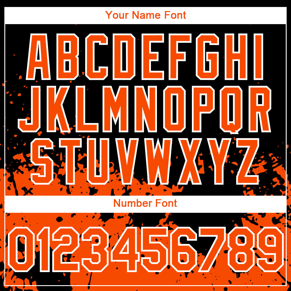 Custom Black Orange-White 3D Pattern Design Abstract Splash Grunge Art Authentic Baseball Jersey - Sky-Custom