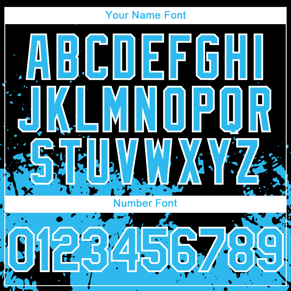 Custom Black Sky Blue-White 3D Pattern Design Abstract Splash Grunge Art Authentic Baseball Jersey - Sky-Custom