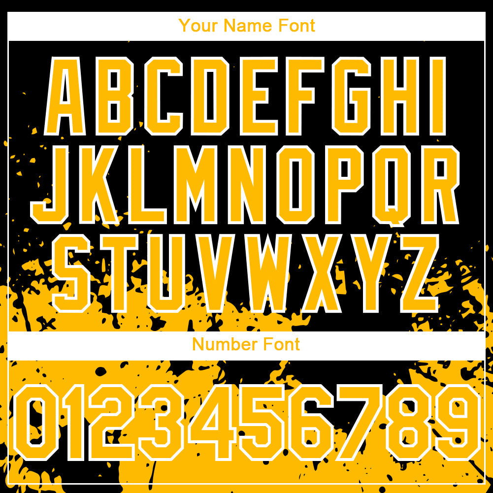 Custom Black Gold-White 3D Pattern Design Abstract Splash Grunge Art Authentic Baseball Jersey - Sky-Custom