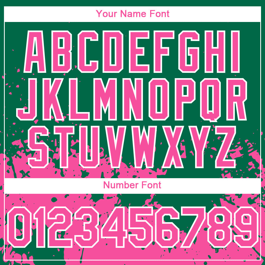 Custom Kelly Green Pink-White 3D Pattern Design Abstract Splash Grunge Art Authentic Baseball Jersey - Sky-Custom