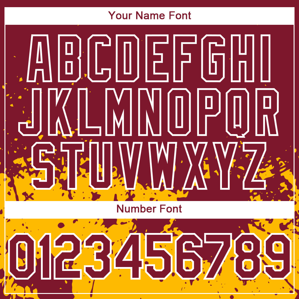 Custom Crimson Gold-White 3D Pattern Design Abstract Splash Grunge Art Authentic Baseball Jersey - Sky-Custom