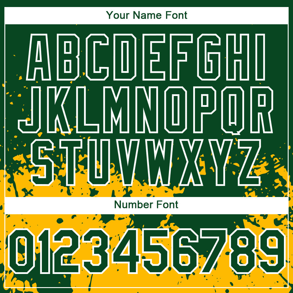 Custom Green Gold-White 3D Pattern Design Abstract Splash Grunge Art Authentic Baseball Jersey - Sky-Custom