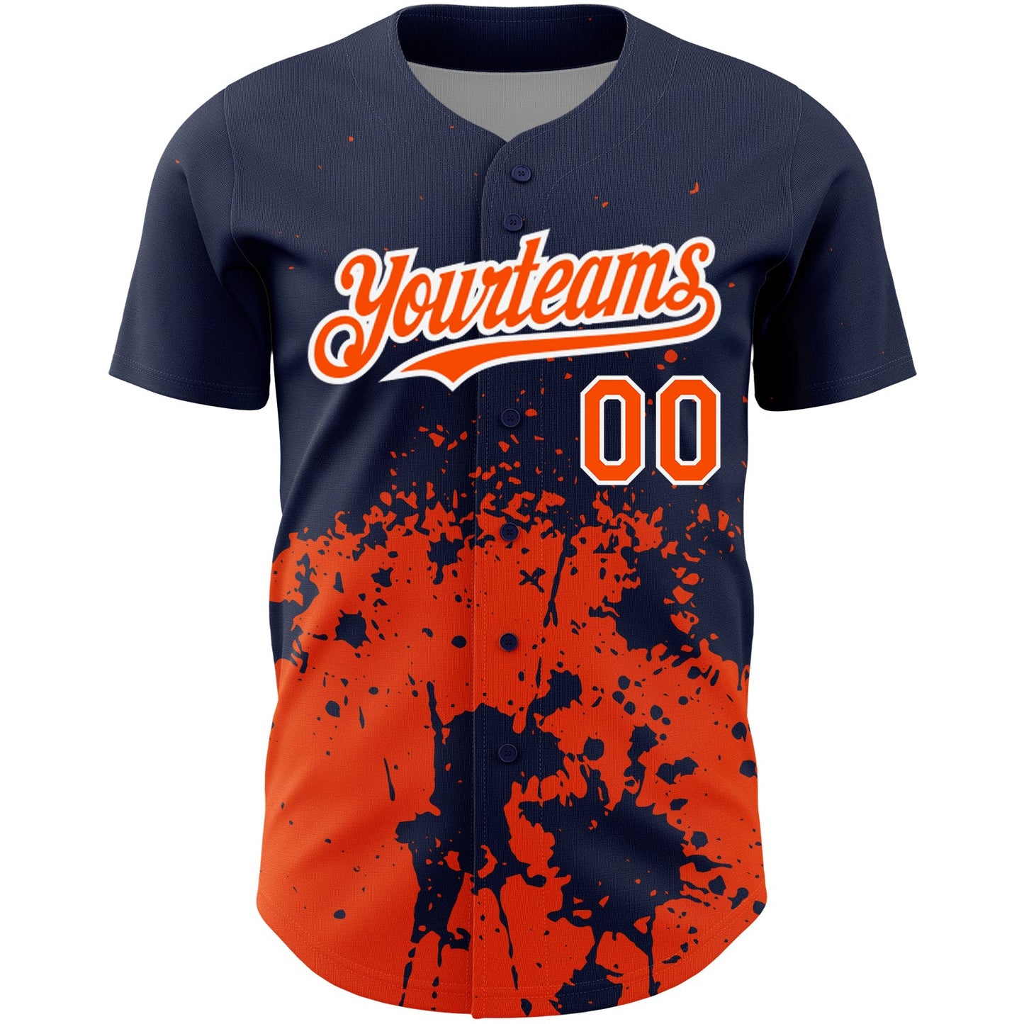 Custom Navy Orange-White 3D Pattern Design Abstract Splash Grunge Art Authentic Baseball Jersey - Sky-Custom