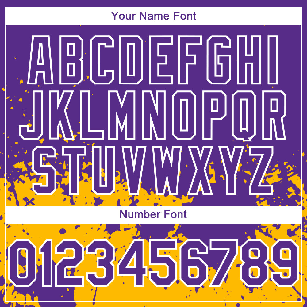 Custom Purple Gold-White 3D Pattern Design Abstract Splash Grunge Art Authentic Baseball Jersey - Sky-Custom