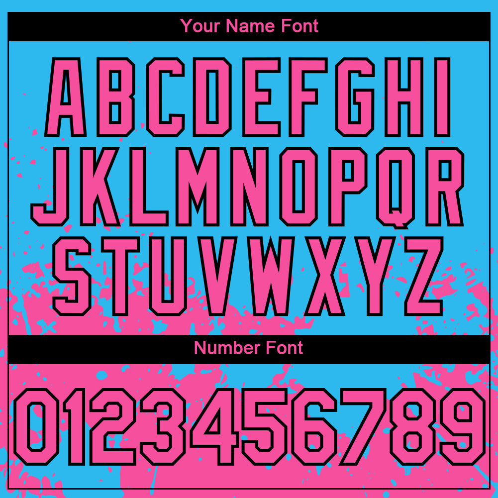 Custom Sky Blue Pink-Black 3D Pattern Design Abstract Splash Grunge Art Authentic Baseball Jersey - Sky-Custom