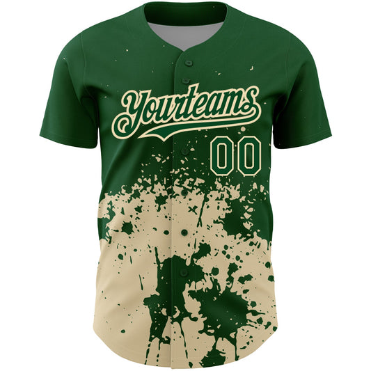 Custom Green City Cream 3D Pattern Design Abstract Splash Grunge Art Authentic Baseball Jersey - Sky-Custom