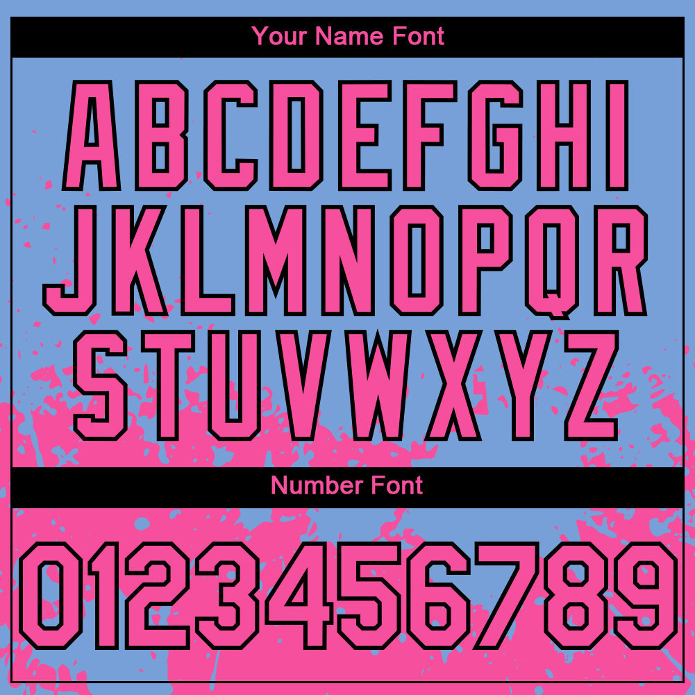 Custom Light Blue Pink-Black 3D Pattern Design Abstract Splash Grunge Art Authentic Baseball Jersey - Sky-Custom