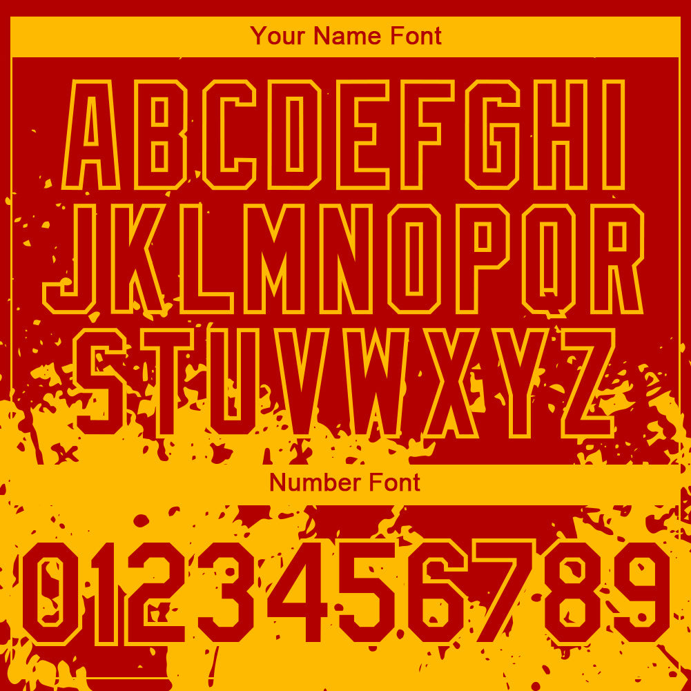 Custom Red Gold 3D Pattern Design Abstract Splash Grunge Art Authentic Baseball Jersey - Sky-Custom