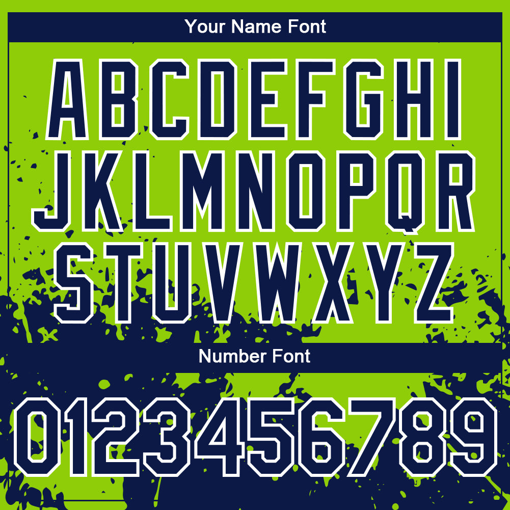 Custom Neon Green Navy-White 3D Pattern Design Abstract Splash Grunge Art Authentic Baseball Jersey - Sky-Custom