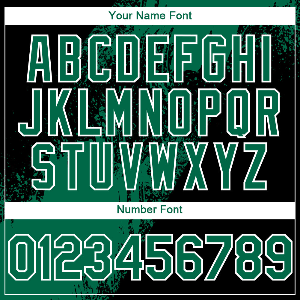 Custom Black Kelly Green-White 3D Pattern Design Abstract Brush Stroke Authentic Baseball Jersey - Sky-Custom