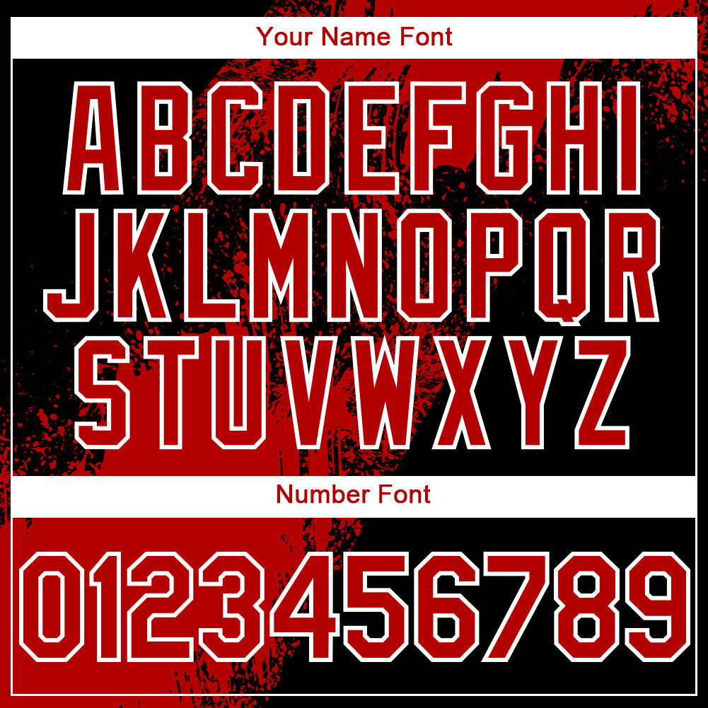 Custom Black Red-White 3D Pattern Design Abstract Brush Stroke Authentic Baseball Jersey - Sky-Custom