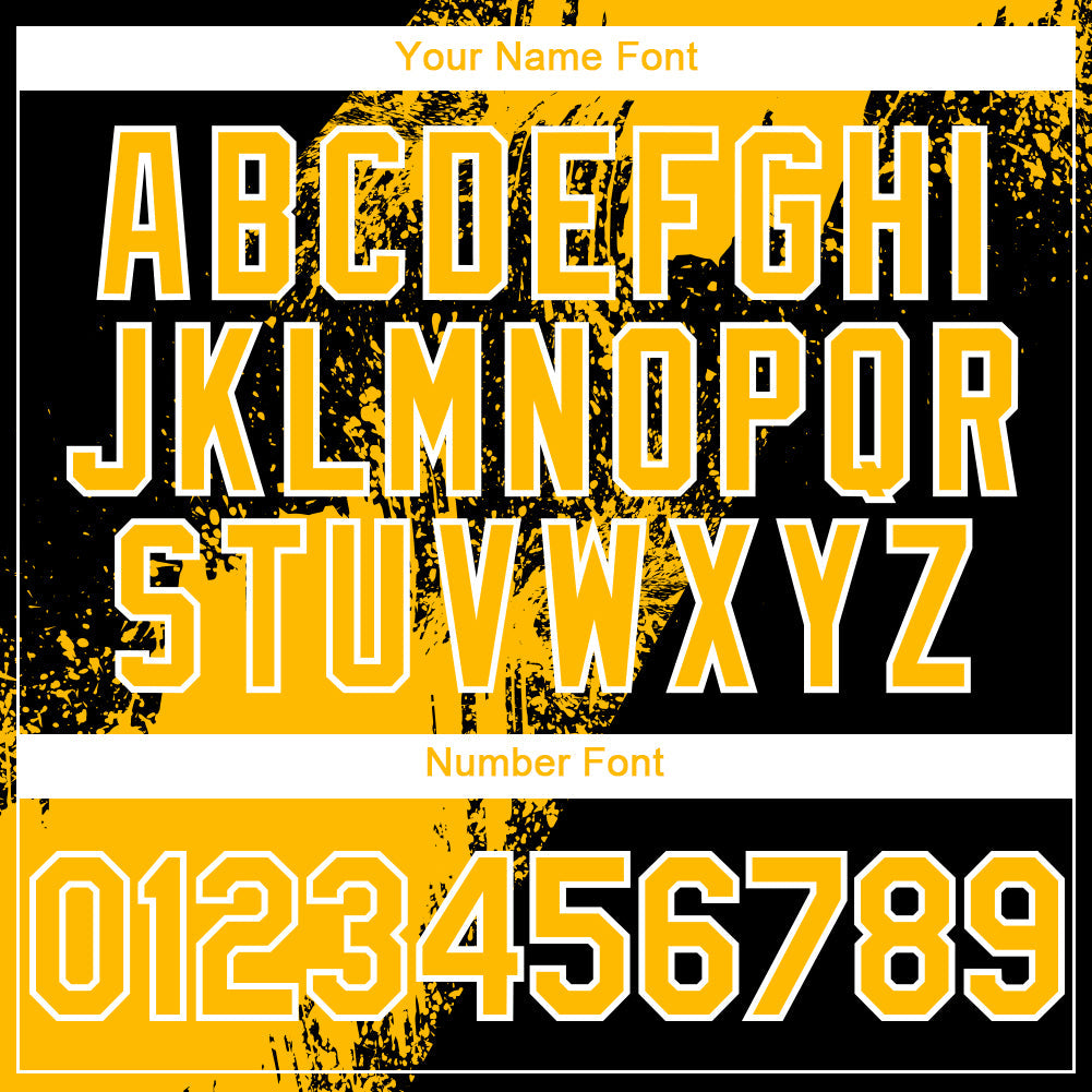 Custom Black Gold-White 3D Pattern Design Abstract Brush Stroke Authentic Baseball Jersey - Sky-Custom