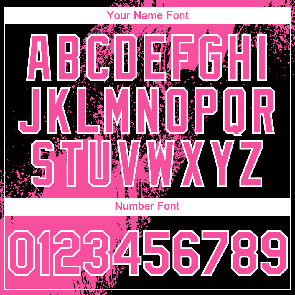 Custom Black Pink-White 3D Pattern Design Abstract Brush Stroke Authentic Baseball Jersey - Sky-Custom
