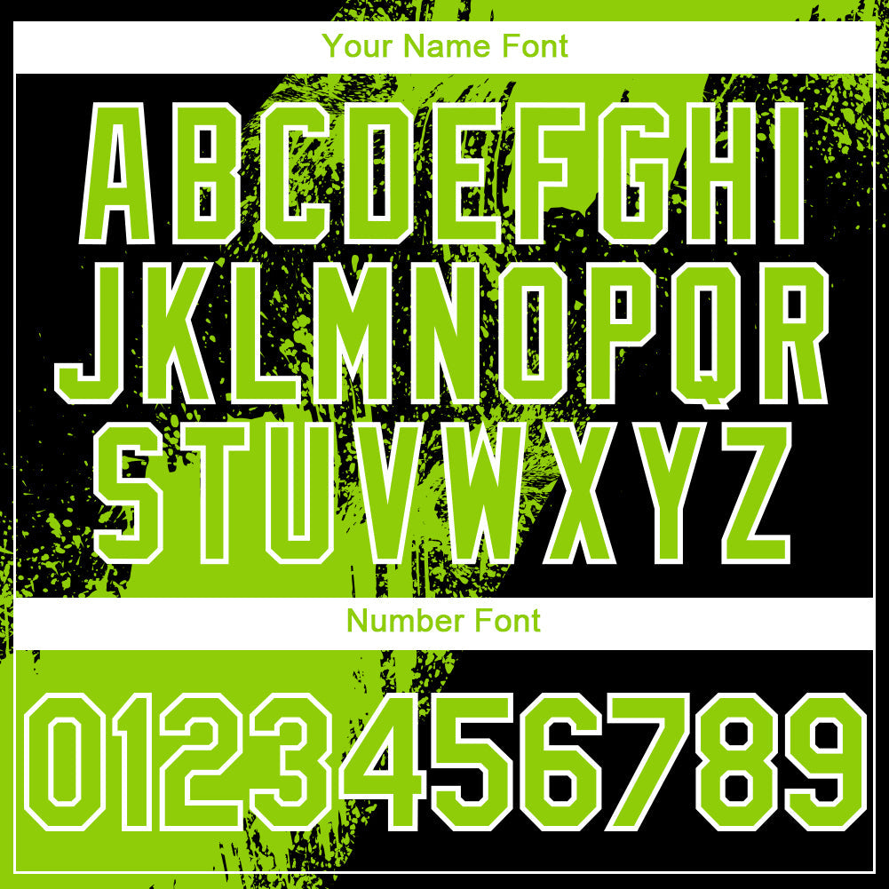 Custom Black Neon Green-White 3D Pattern Design Abstract Brush Stroke Authentic Baseball Jersey - Sky-Custom