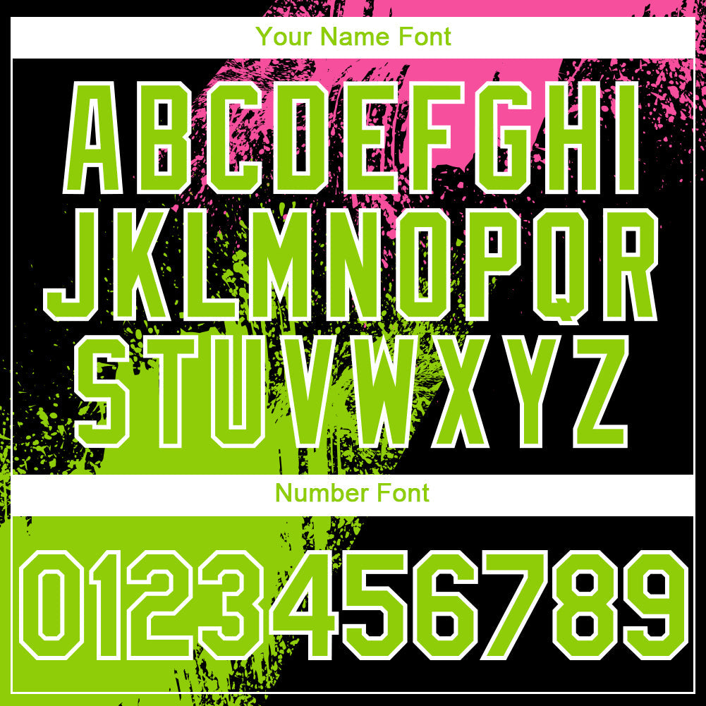 Custom Black Neon Green-Pink 3D Pattern Design Abstract Brush Stroke Authentic Baseball Jersey - Sky-Custom