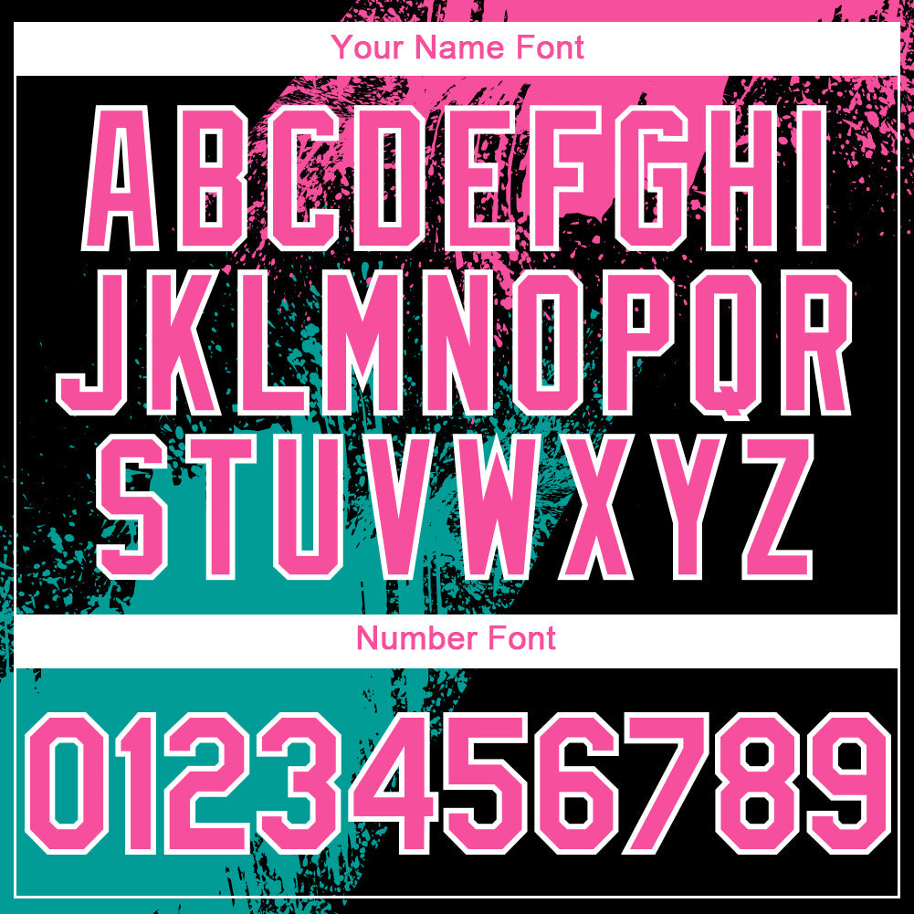 Custom Black Pink-Teal 3D Pattern Design Abstract Brush Stroke Authentic Baseball Jersey - Sky-Custom