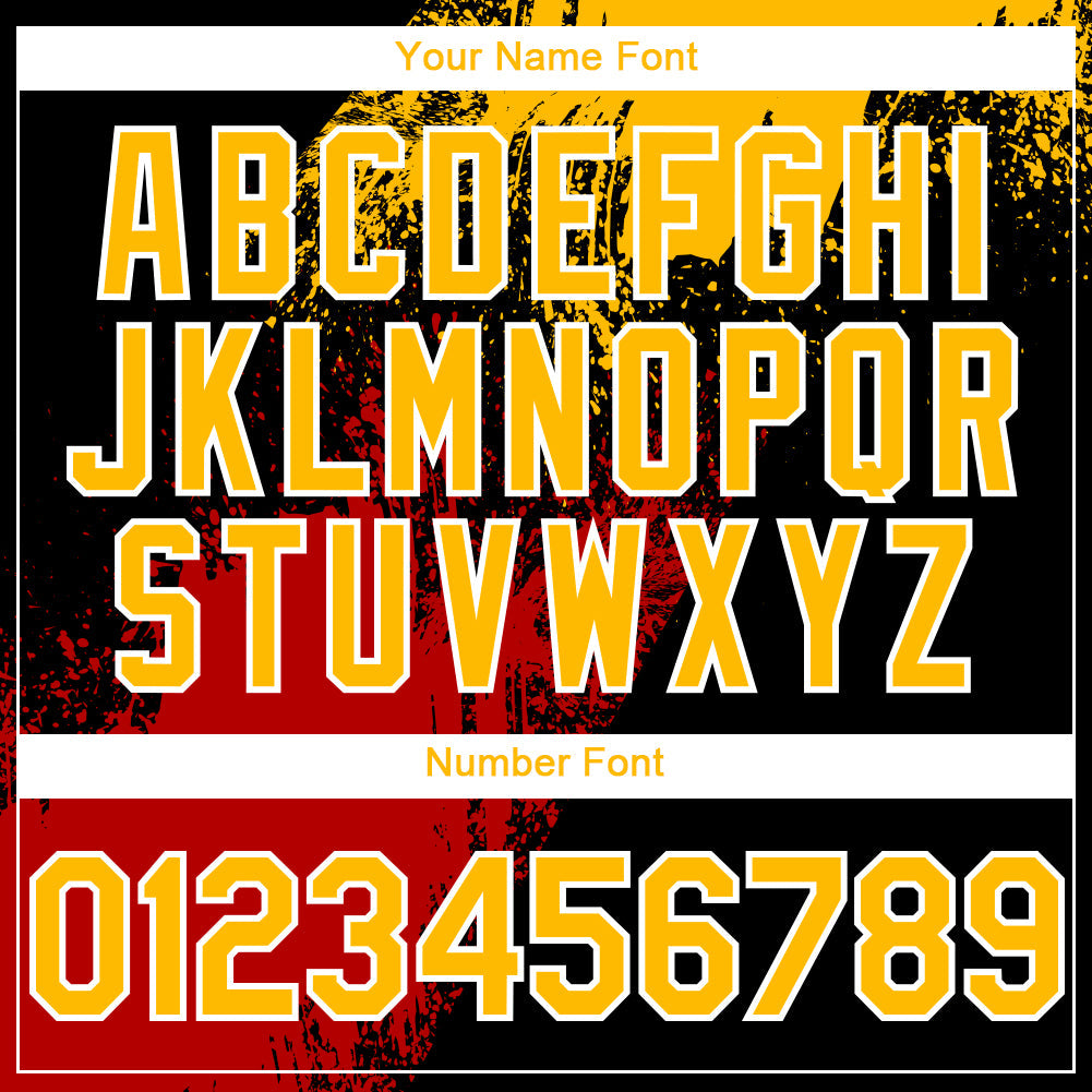 Custom Black Gold-Red 3D Pattern Design Abstract Brush Stroke Authentic Baseball Jersey - Sky-Custom