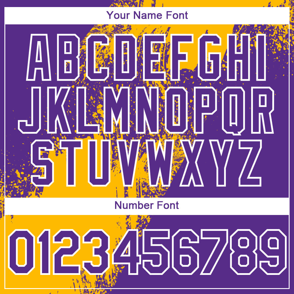 Custom Purple Gold-White 3D Pattern Design Abstract Brush Stroke Authentic Baseball Jersey - Sky-Custom