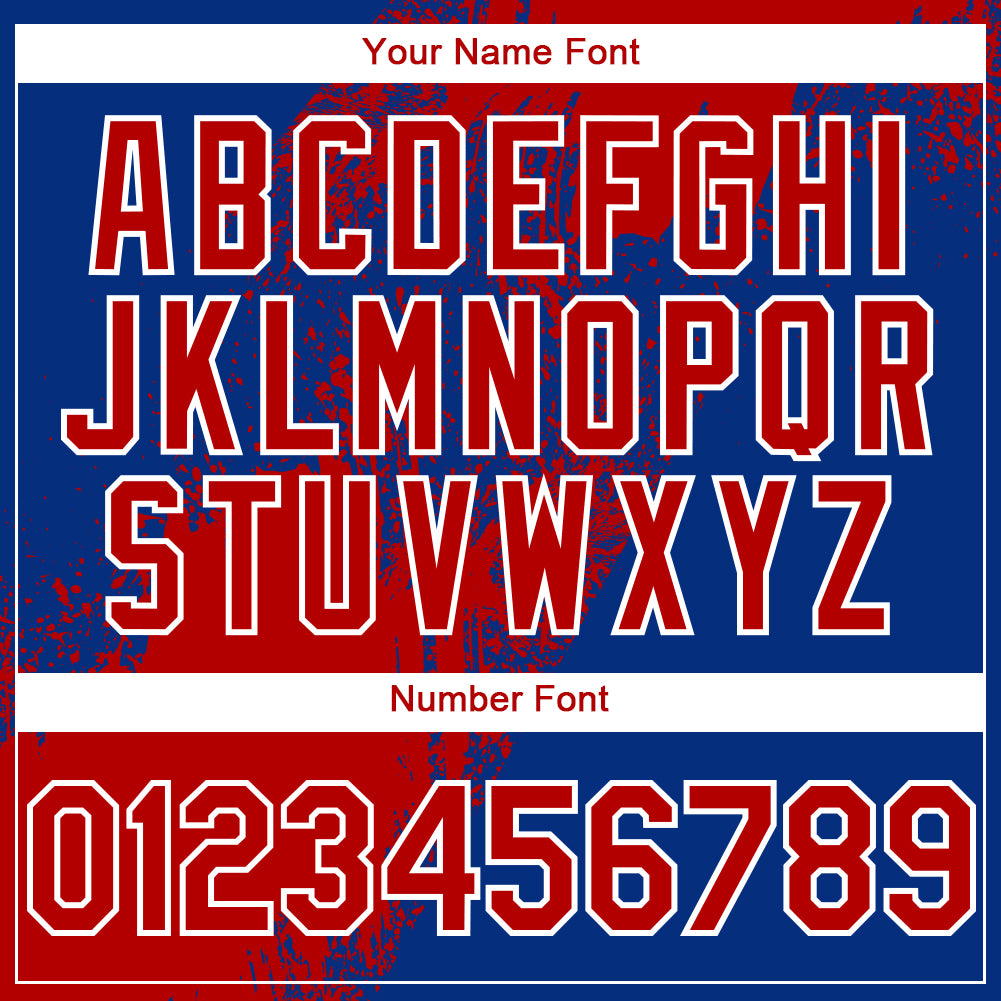 Custom Royal Red-White 3D Pattern Design Abstract Brush Stroke Authentic Baseball Jersey - Sky-Custom