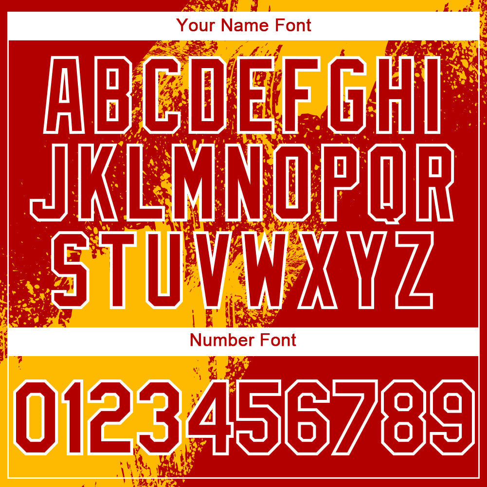 Custom Red Gold-White 3D Pattern Design Abstract Brush Stroke Authentic Baseball Jersey - Sky-Custom