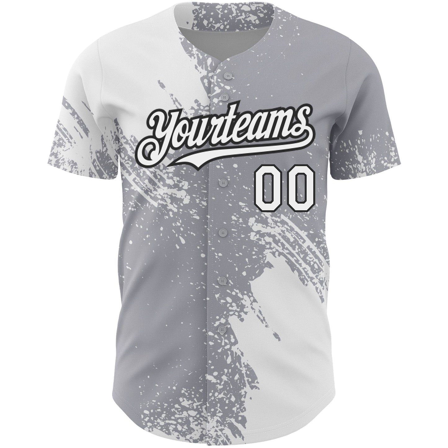 Custom Gray White-Black 3D Pattern Design Abstract Brush Stroke Authentic Baseball Jersey - Sky-Custom