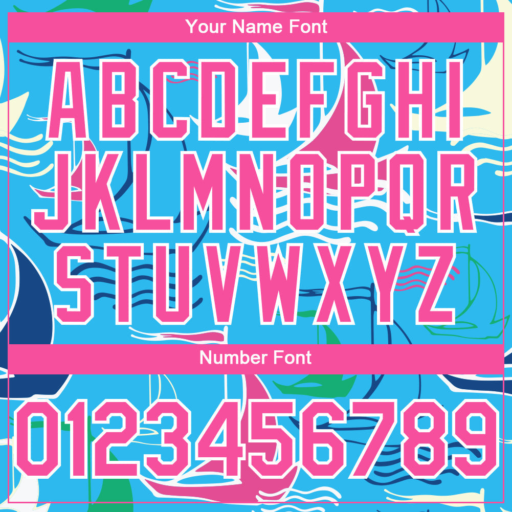 Custom Sky Blue Pink-White 3D Pattern Design Sailing Boats Authentic Baseball Jersey - Sky-Custom