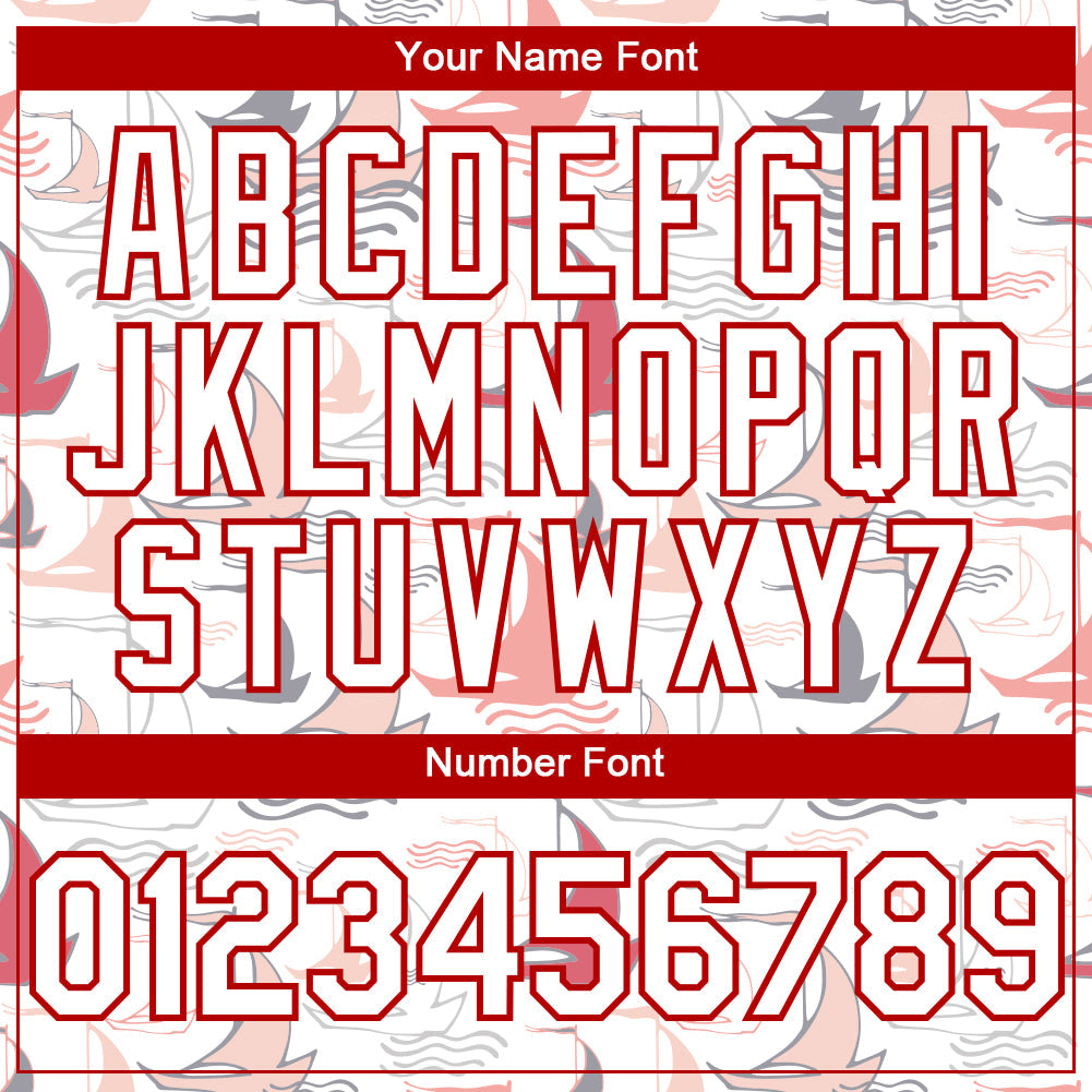 Custom White Red 3D Pattern Design Sailing Boats Authentic Baseball Jersey - Sky-Custom