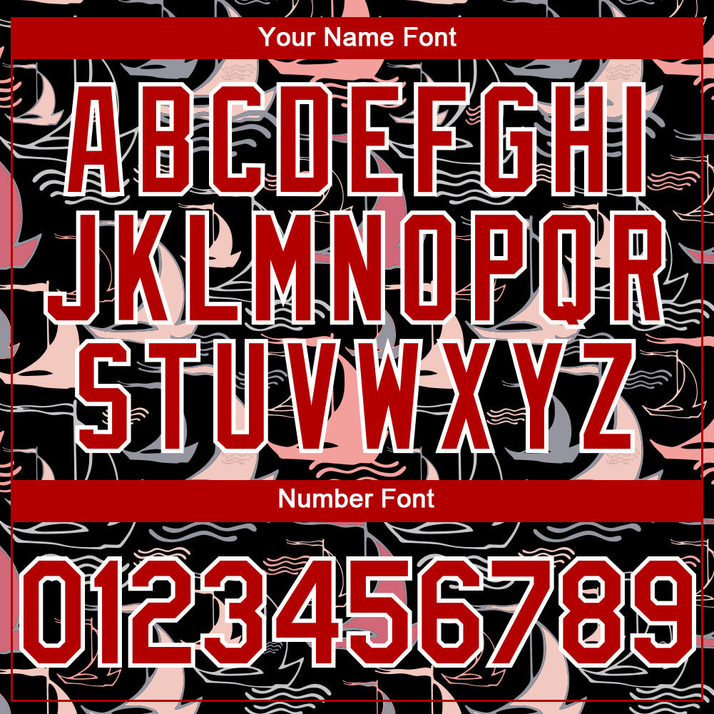 Custom Black Red-White 3D Pattern Design Sailing Boats Authentic Baseball Jersey - Sky-Custom